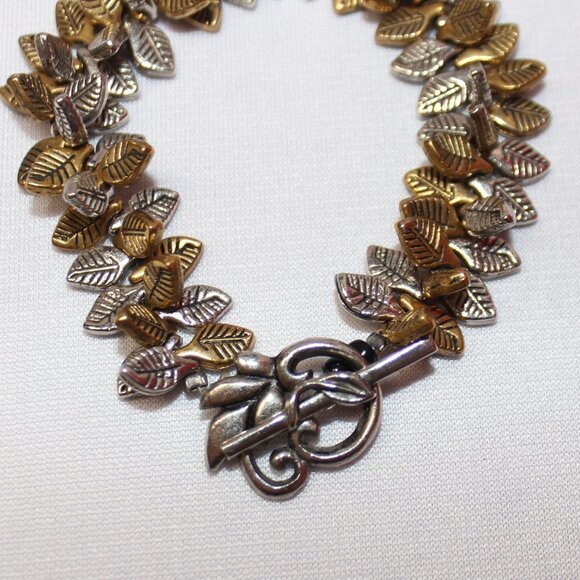 Golden and Silver Leaf Bracelet w/Beautiful Clasp - Picture 8 of 8